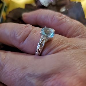 💦 Sky blue topaz, with white topaz ring💦